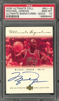 2000/01 UD "Ultimate Signatures - Gold Collection" #MJ-G Michael Jordan Signed Card (#02/25) – PSA GEM MT 10 "1 of 2!"